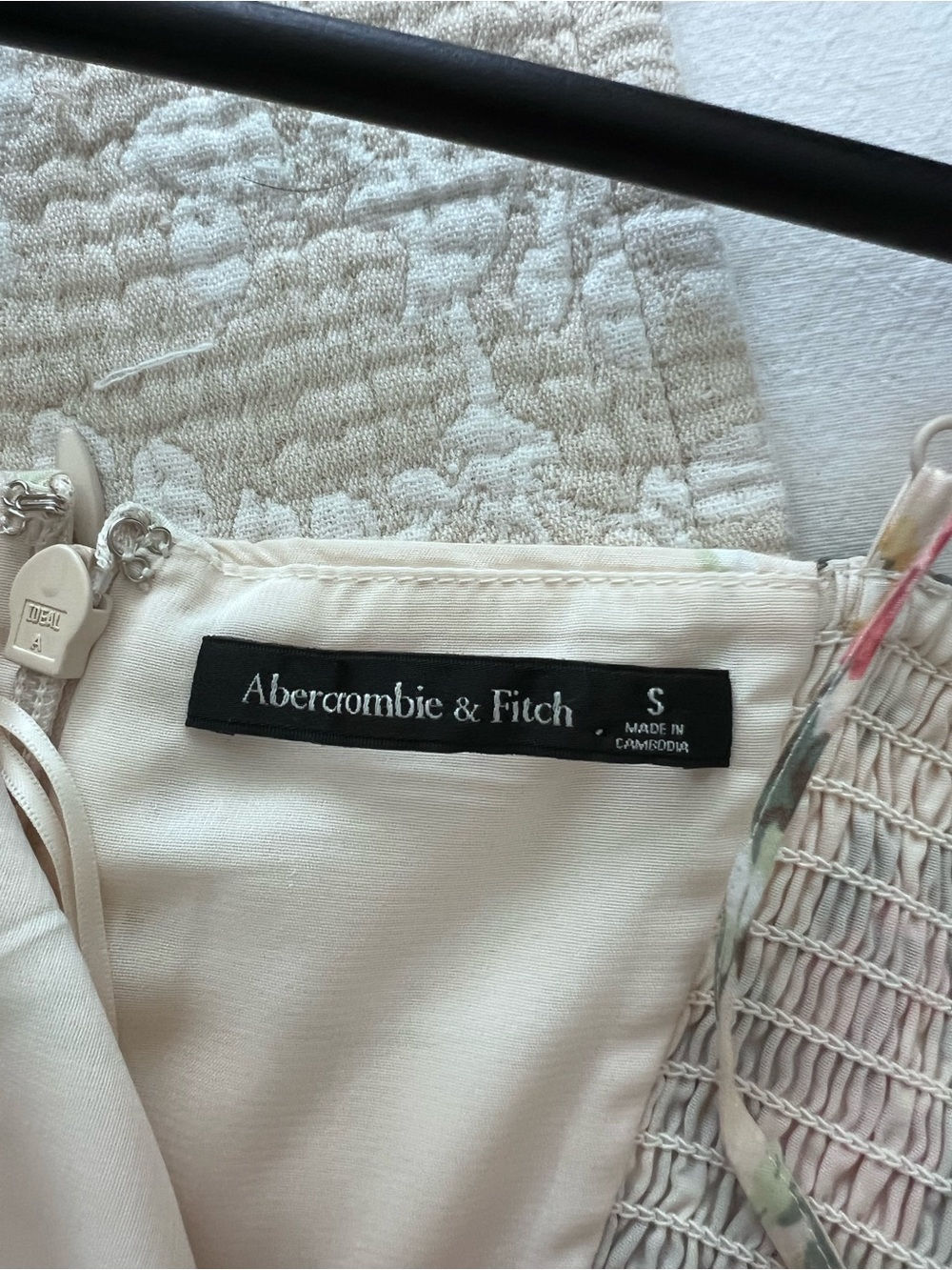Abercrombie & Fitch Floral Midi Dress - Ivory with Pink & Green - Picture 4 of 4